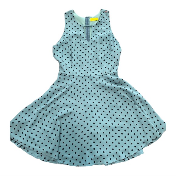 DEE ELLE Green Black POLKADOT Skater DRESS Small - Picture 1 of 5